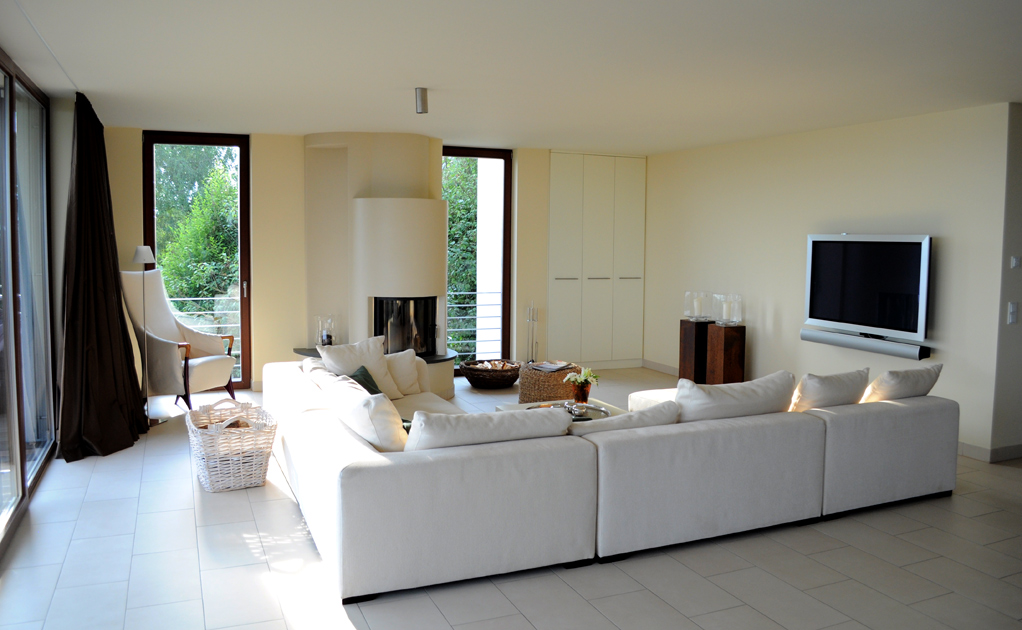 Domizil Bodensee - Wohnzimmer mit offenen Kamin